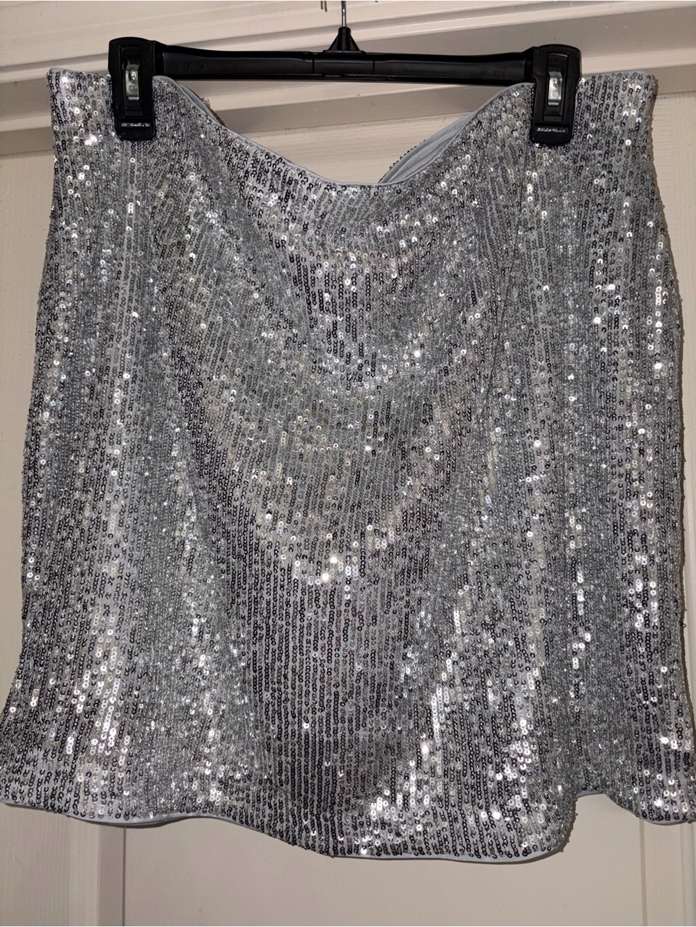 Express Silver Sequin Mini Skirt